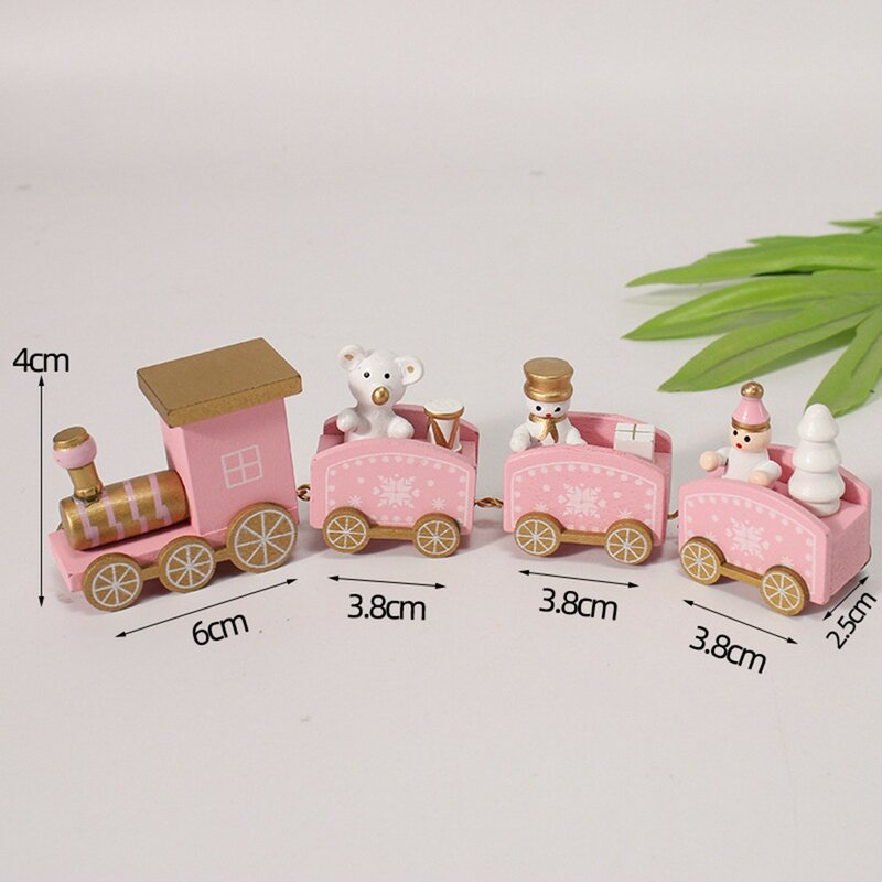 Christmas Pink Wooden Train Ornament Merry Christmas Decoration For Home 2023 Xmas Kids Gifts Noel Natal Navidad New Year 2024