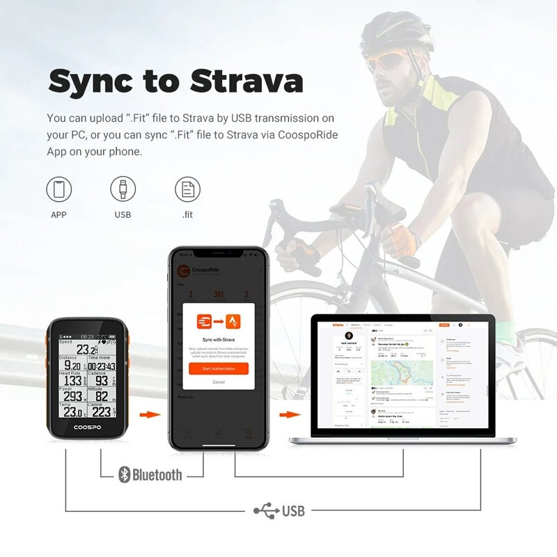 Coospo bc200 drahtloser Fahrrad computer GPS Fahrrad Tacho Fahrrad Kilometer zähler 2,6 in Bluetooth 5,0 ant App Sync Hang Höhe