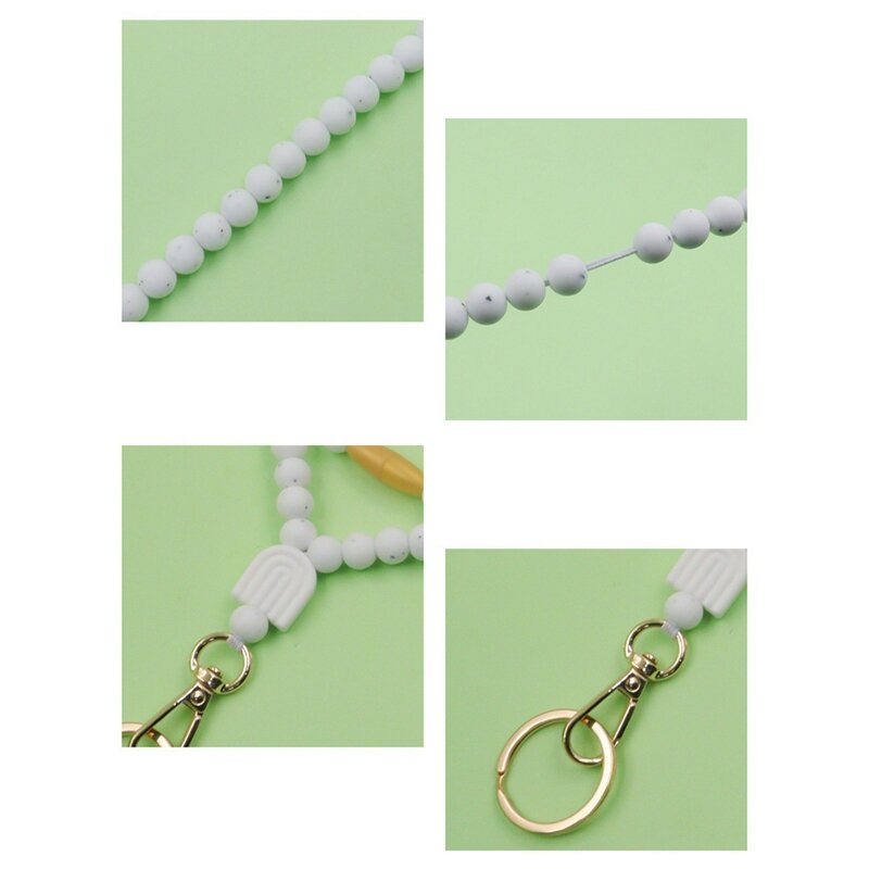 Work Permit Bag Lanyard Anti-Lost Long Silicone Beaded Identity Card And Key Mobile Phone Lanyard Lady Gift