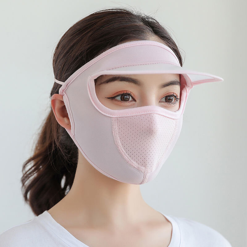 1pc Sommer Eis Seide Maske UV-Schutz Gesichts schutz Sonnenschutz Gesicht mit Krempe Outdoor Radfahren Sonnenschutz Hüte Kappen