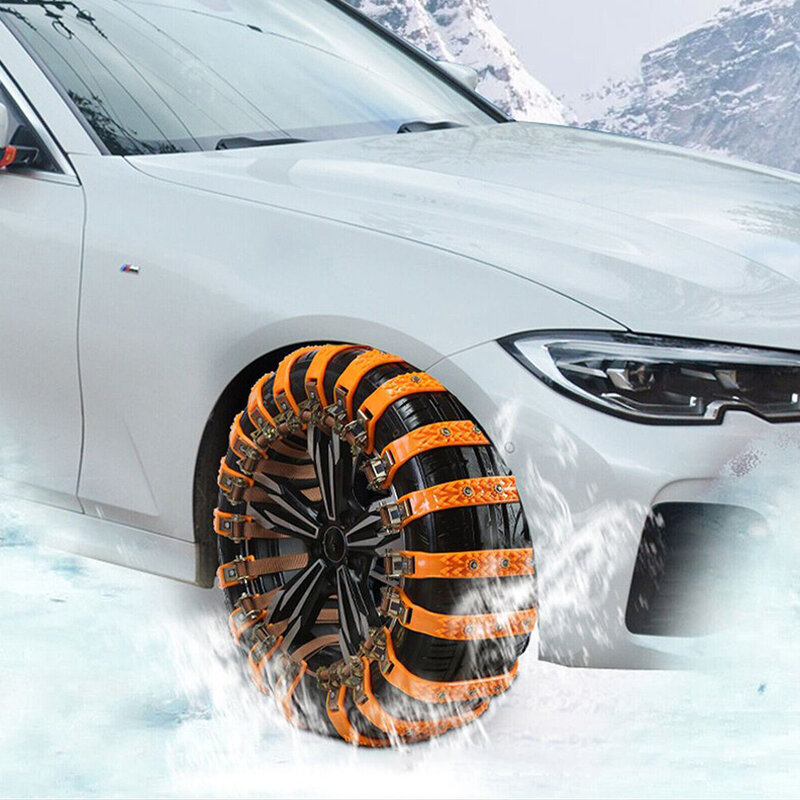 1/6pcs Car Winter Snow Mud catene per pneumatici antiscivolo tendine per berlina SUV 30x4cm per pneumatici 165mm-265mm TPU e catene da neve in acciaio