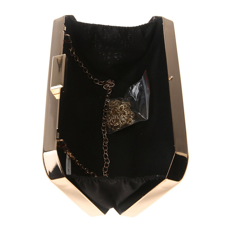 Exquisite Bling Sequins Metal Hollow out Women Evening Handbag Boxes Prom Wedding Party Clutch Purse Shoulder Chain Square Bags