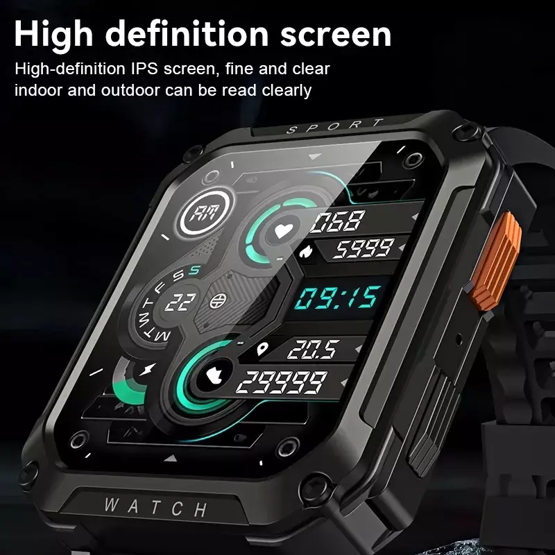 Zewnętrzny wojskowy inteligentny zegarek męski zdrowy Monitor Bluetooth Smartwatch z funkcją dzwonienia do Android IOS wodoodpornych zegarków 2024