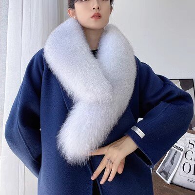 Real Fox Fur Collar Scarf Men And Women Unisex Thicken Super Warm Winter X-long One Meter Long Length Collar Decoration Snowwear