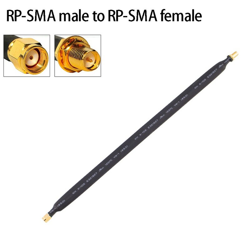 Extensión Coaxial Pigtail de 25cm, RP-SMA plana macho a RP-SMA hembra, adaptadores WiFi, 802.11ac, 802.11n, 802,11g, 802.11b