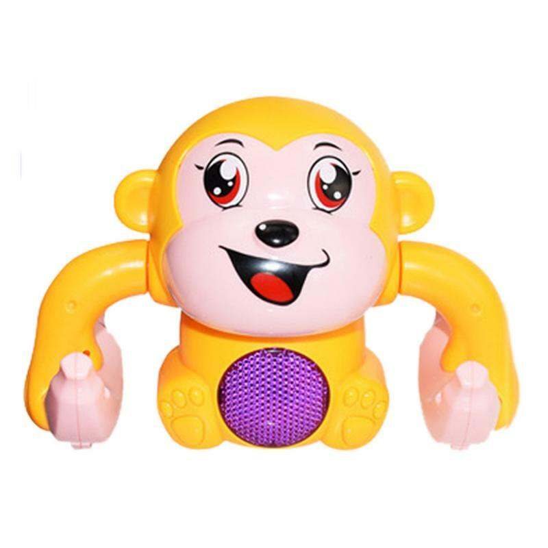 Electric Flip Monkey Toy para bebê, música leve, modelo animal, controle de voz, desenhos animados de indução, Rolling Banana, crianças