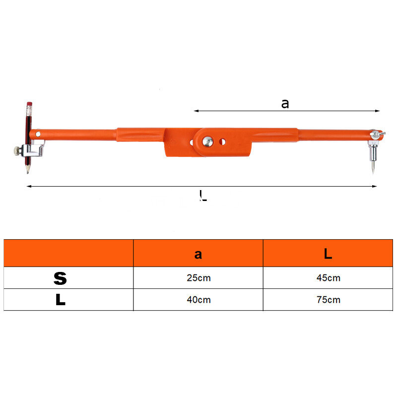 Steel Max 45/75Cm Diameter Tukang Kayu Presisi Scribe Pensil Bulat Menggambar Alat Penanda Dapat Disesuaikan Alat Kayu Scribing