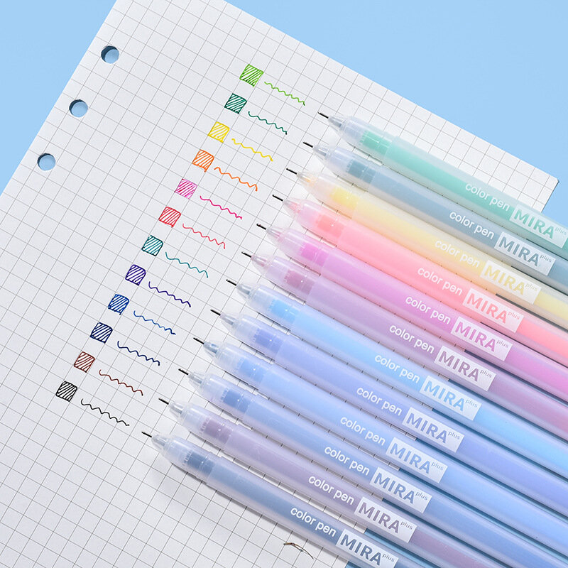 Kawaii Color Gel Pen Refill Set, Canetas Esferográficas, 0.5mm, Cores Doces, Estudantes, Escritório, Escrita, Papelaria Escola, 24 Pcs, 12Pcs por Caixa