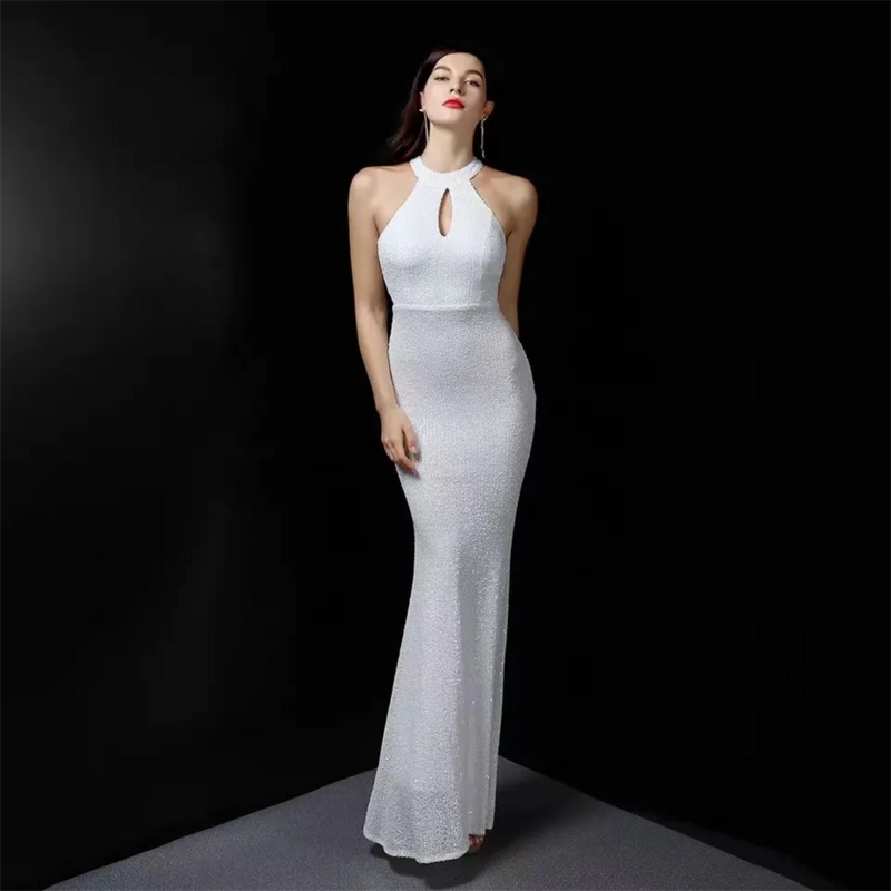 2023 Ibu seksi dari gaun pengantin berkilau biru mewah payet berkilau gaun Prom cocktail panjang gaun malam putri duyung