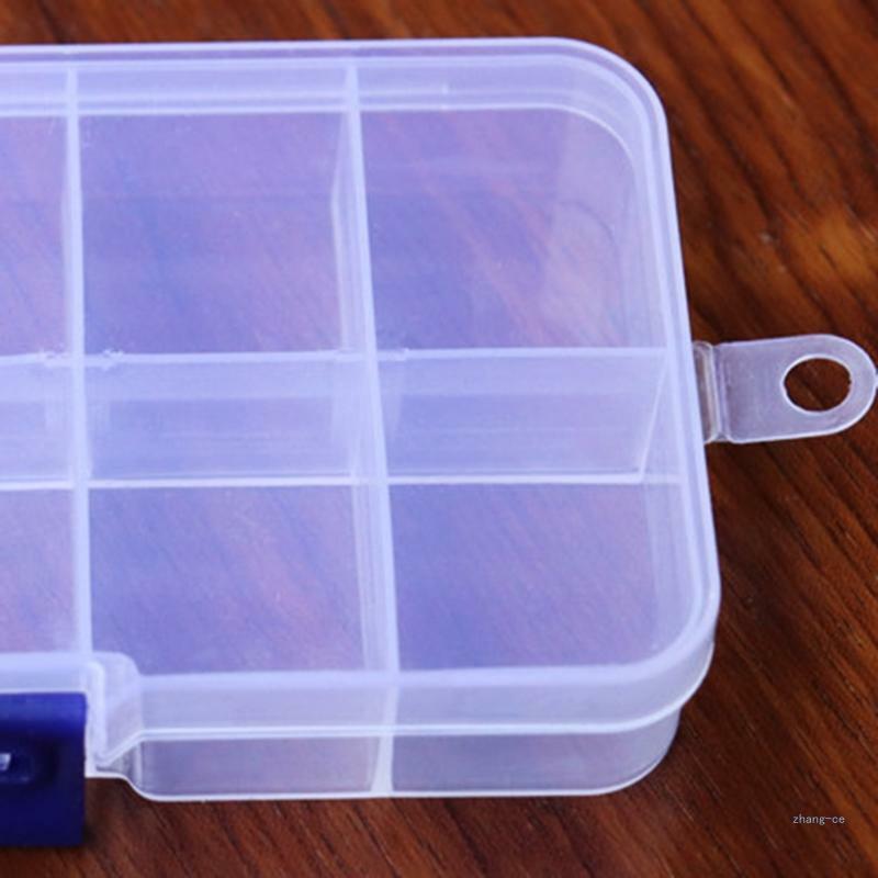 M5TD 10 Slots Adjustable Transparent Jewelry Storage Box Ring Earring for Pill B