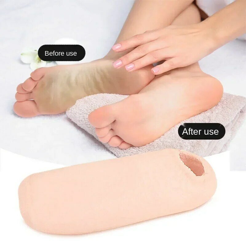 Calcetines de silicona para el talón, Gel hidratante para Spa, cuidado de manos, exfoliante y previene la sequedad, rejuvenecimiento de la piel del pie, calcetín elástico, 1 par