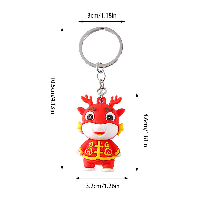 1Pc 2024 Year Of The Dragon Keychain Cartoon Soft Glue Doll Pendant Keyring Backpack Charms Car Bag Decor New Year Gift Random