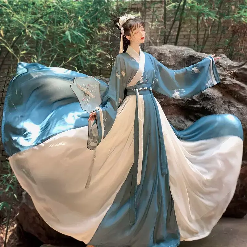 Традиционное женское платье ханьфу с вышивкой, сценический костюм в старинном китайском стиле, красивый танцевальный костюм ханьфу, оригинальные наряды принцессы