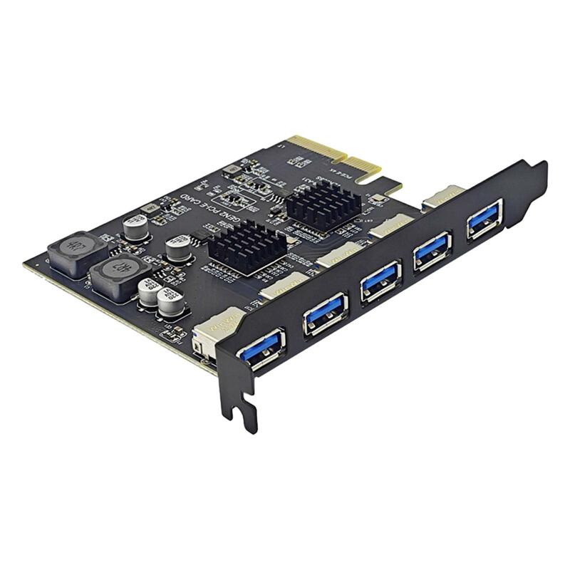 Expansion Card PCI E 4x to USB3.2 Stable Performance High Speed SuperSpeed 10 Gbps 5 Type A Ports for Desktop PC
