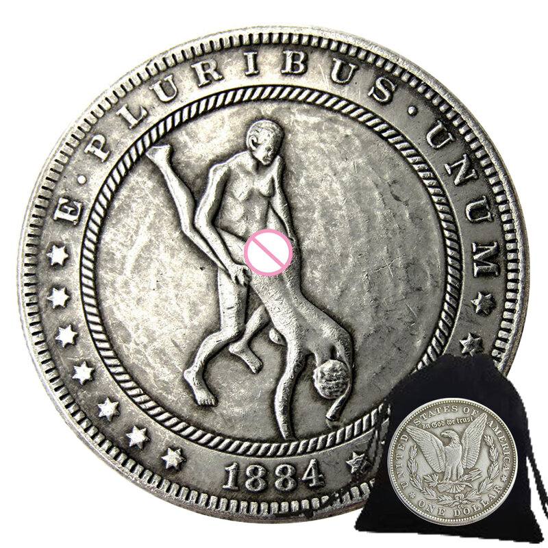 Luksusowa zabawna romantyczna moneta miłosna 1 dolar sztuka para kieszonka na monety decyzja moneta pamiątkowa na szczęście + torba na prezent