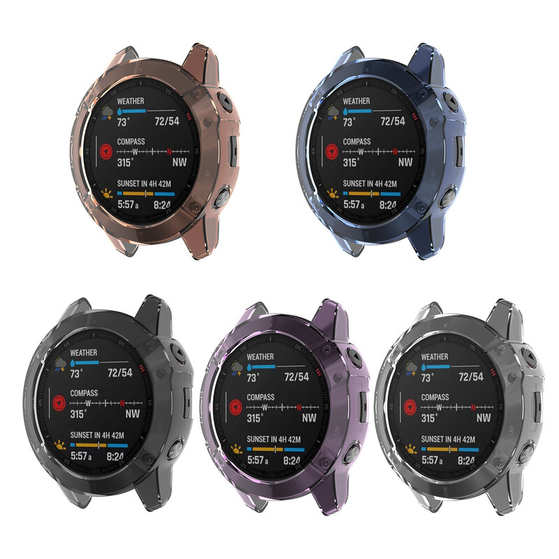 Soft Tpu Protector Case Cover Voor Garmin Fenix 6 6S 6X Smart Horloge Clear Beschermende Frame Voor Garmin Fenix 6 Pro/6S Pro/6X Pro