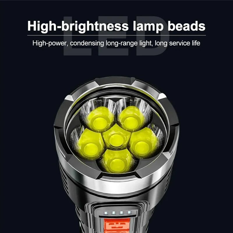 Super helle 6 LED Taschenlampe im Freien wasserdichte Taschenlampe USB wiederauf ladbare Taschenlampen für Camping Radfahren Angeln Jagd