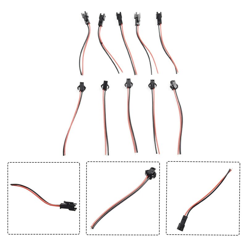 Męskie/żeńskie podłączone złącze kablowe 2,54 mm Głowica wtykowa Czerwony/czarny 2-pinowy 2P Przewody PVC 10 cm 10 szt. Profesjonalny