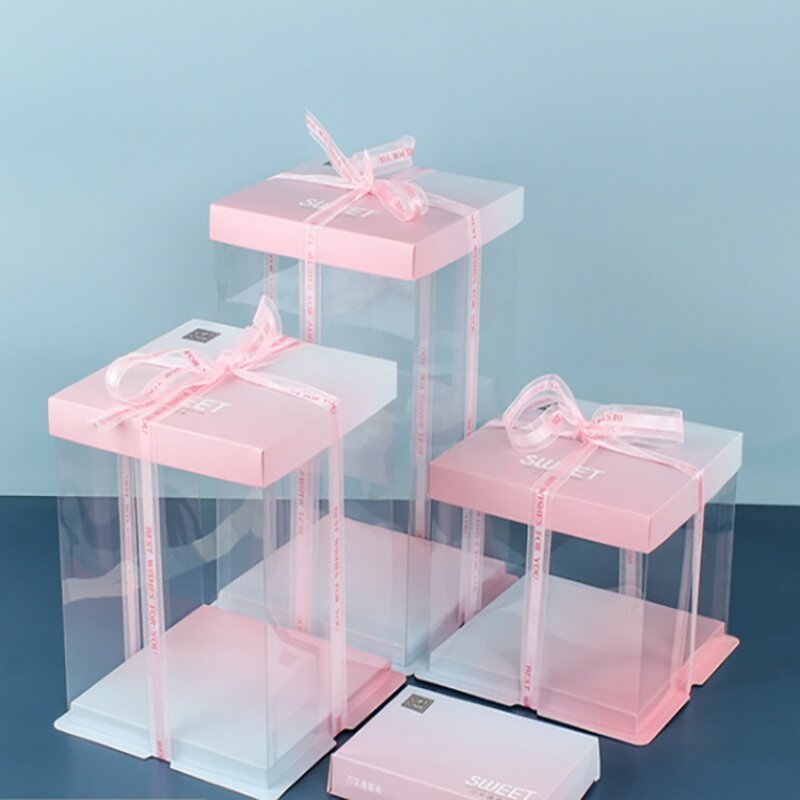 Cajas redondas y cuadradas de plástico PET transparente para embalaje de postres y pasteles, producto personalizado, 21 años de experiencia