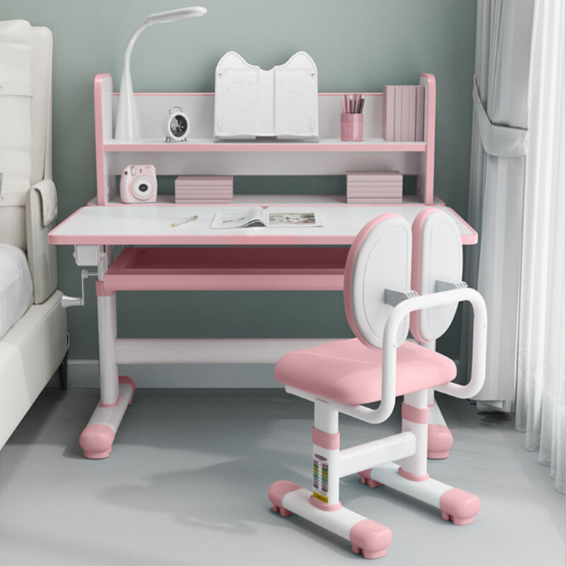 Biurko dla dzieci i zestaw krzeseł regulowana wysokość, ergonomiczna stacja robocza do pisania w szkole stół do nauki szuflady