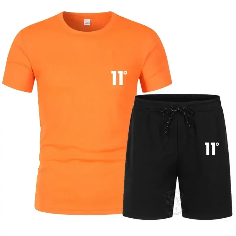 New Summer Short Sleeve T-Shirt Set Men Quick Dry T-shirt + Shorts Male Fitness Competition Training T-shirt Tracksuit Male
