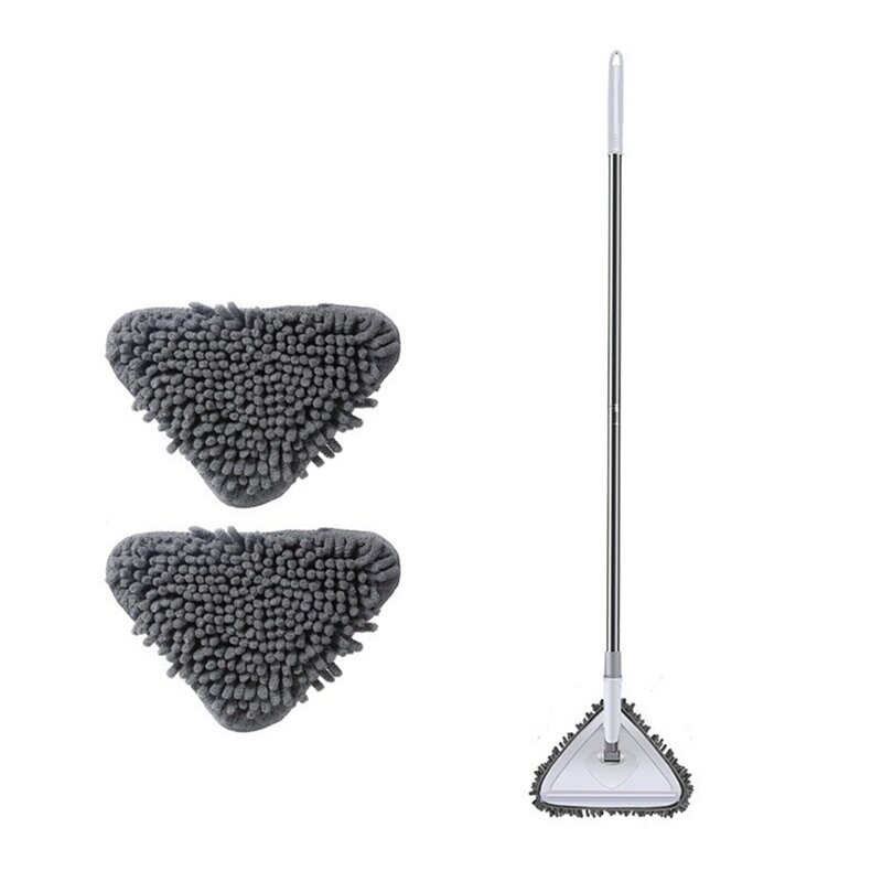 Mop triangolare con manico lungo strumento di pulizia per la pulizia della parete sporca Mop 180 ° detergente per pareti antipolvere regolabile girevole durevole