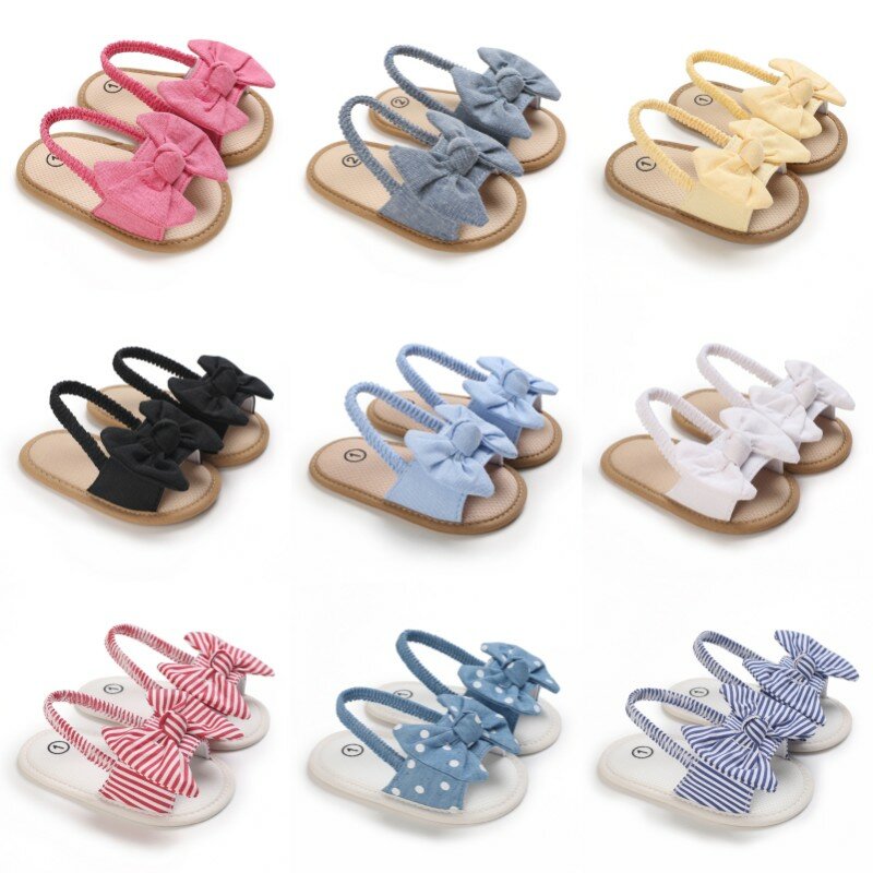 The First Newborn Bow Sandals Summer Soft Sole Comfortable Walking shoes Princess Dress Shoes 0-18M