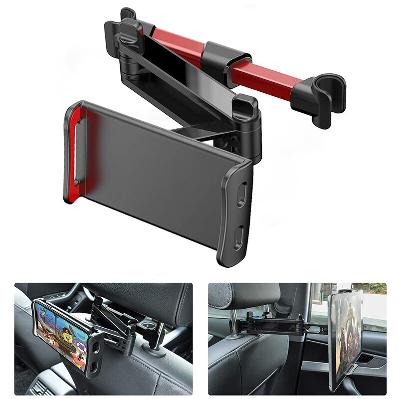 Universal Car Back Seat Encosto de Cabeça Mount Holder para iPad Air 4-11 ", 360 rotação, Mini Tablet, PC, Auto, telefone, suporte
