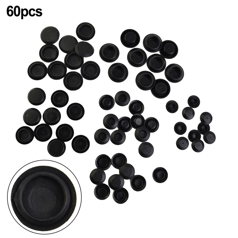 Automotive Hole Plug Kit 60 Pieces with Universal Fit for Auto Sheet Metal Includes Depressed and Flush Type Varieties