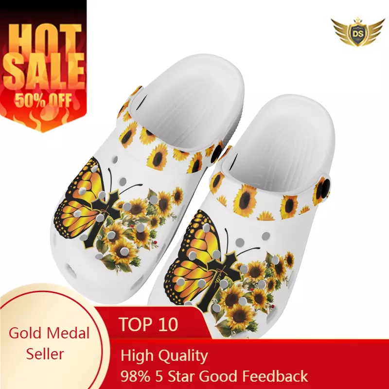 Personalized Butterfly Sunflower Design Sandals Summer New Popular Non-slip Outdoor Slippers Adult Beach Walking Shoes