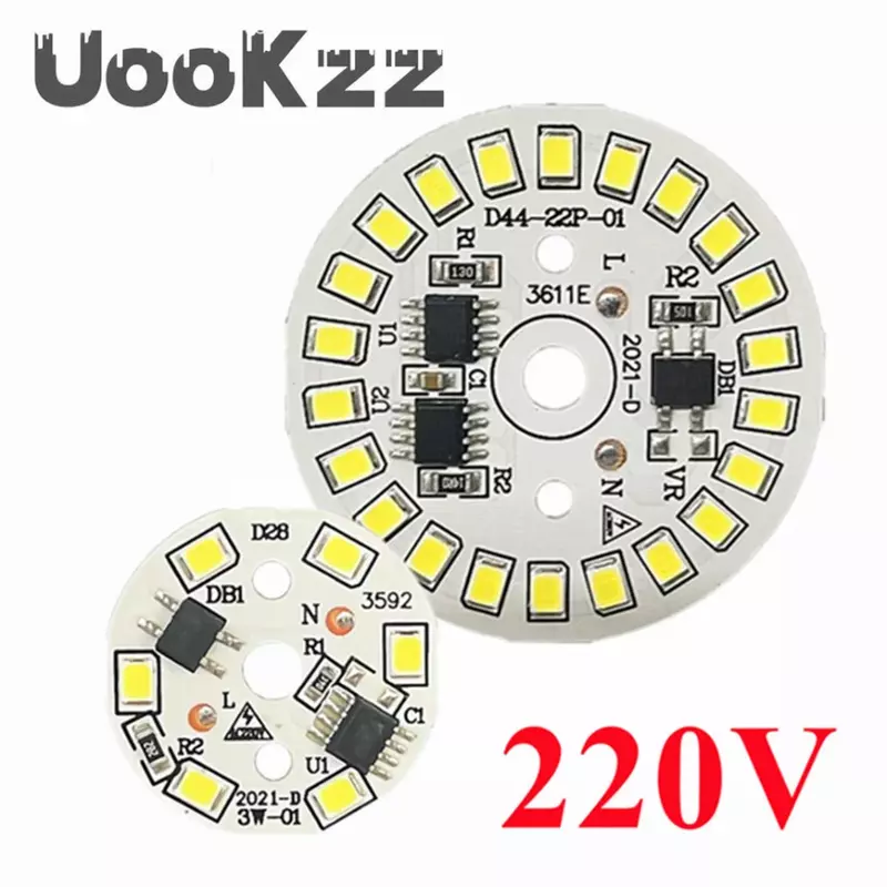 UooKzz LED 전구 패치 램프 SMD 플레이트, 전구 조명용 원형 모듈 광원 플레이트, LED 다운라이트 칩 스포트라이트, AC 220V