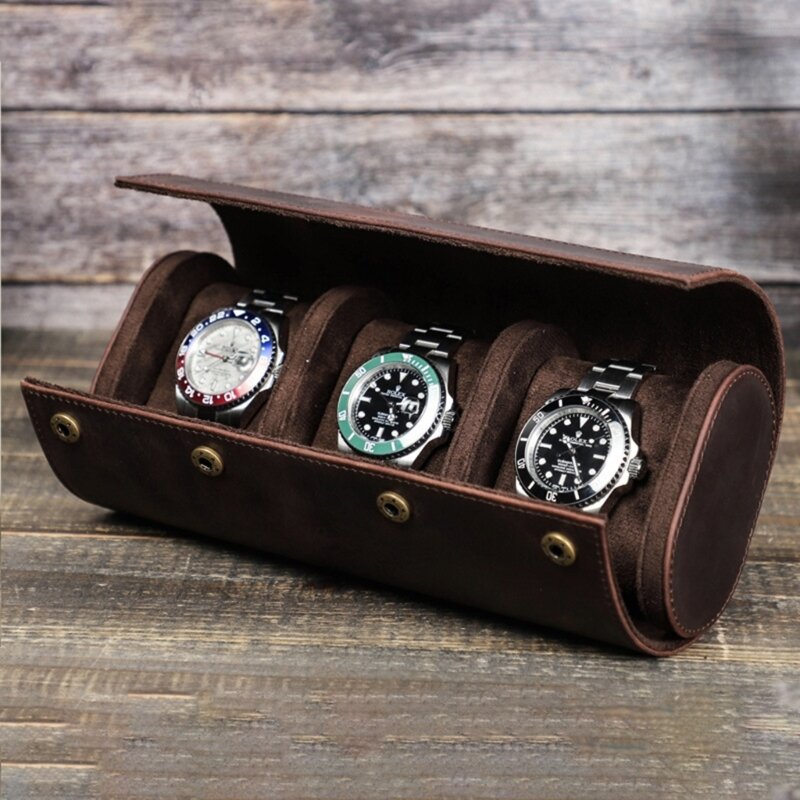 Caixa exibição relógio couro elegante 3 slots caso apresentação relógio pulso recipiente armazenamento