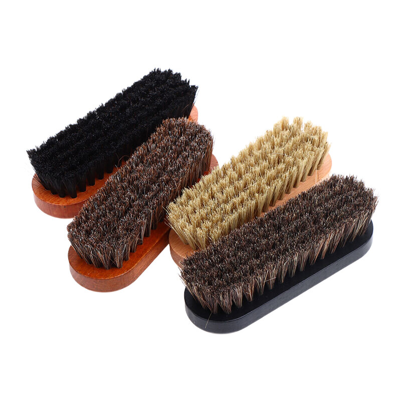 Handle Details Polishing And Cleaning Brush Horse Hair Wood Brush Leather Shoe Care And Cleaning Shoe Brush