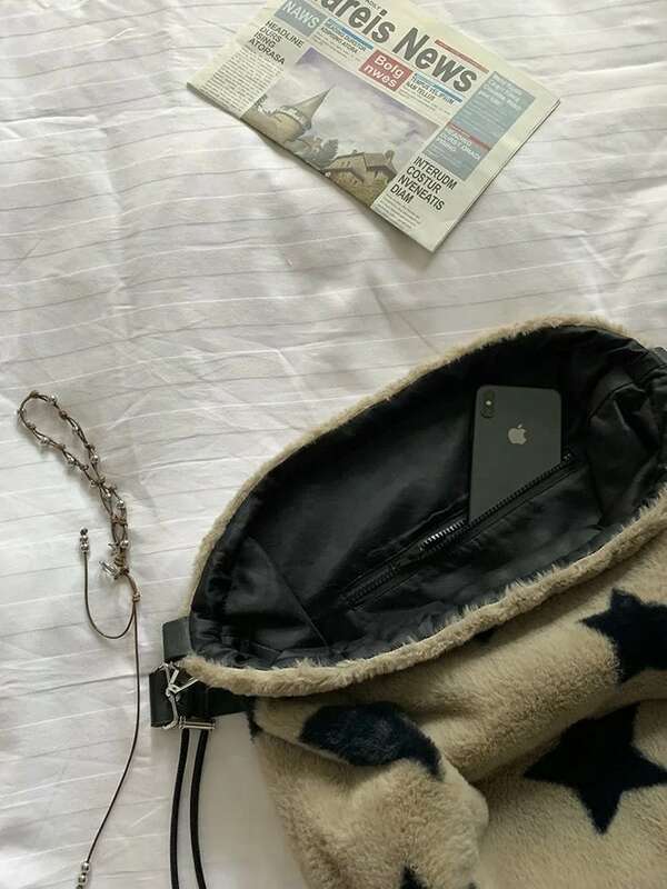 Mochila De estrella esponjosa Kawaii, bolso de mano informal con cordón, mochila de viaje escolar a la moda