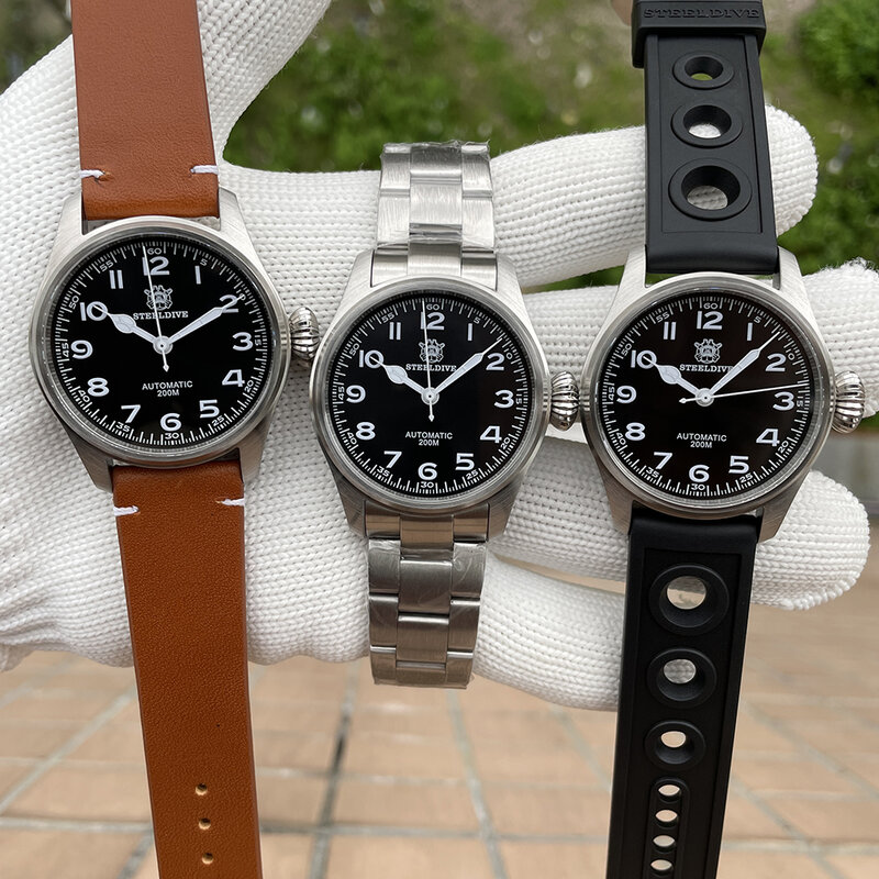 Steeldive-Relógio de mergulho automático masculino, pulseira de aço inoxidável, vidro Sapphire, mostrador preto, impermeável, NH35, SD1928M, 39mm, 200m
