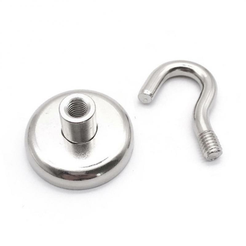 D10 To D75 Large Size Magnetic Hooks Multipurpose Strong Permanent Magnet Load Bearing Hook Stainless Steel Electroplated Hooks