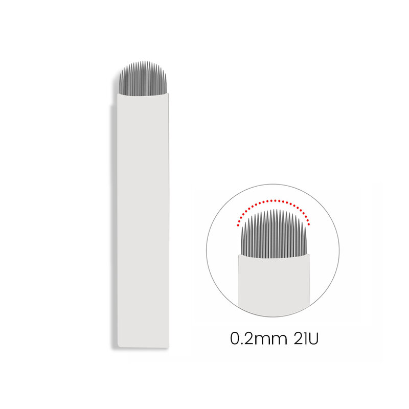 0.2MM Jarum Microblading Putih 9/11/12/14/18/21 untuk Pena Bordir Perlengkapan Makeup Tato Alis OEM Pisau Mikro