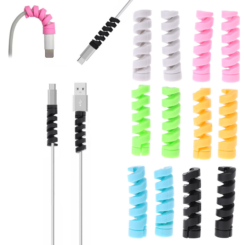 pack of 2pcs cell phone cable protective cover, spiral usb charger cable case, data line phone accessories
