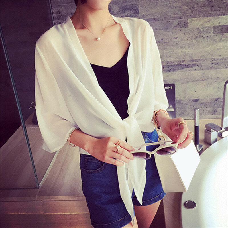 Women Thin Coat Casual Lace Bow Summer Sun Protection Clothes Female Cardigan Shirt Clothing Tops Blouse For Woman Covers Blusa