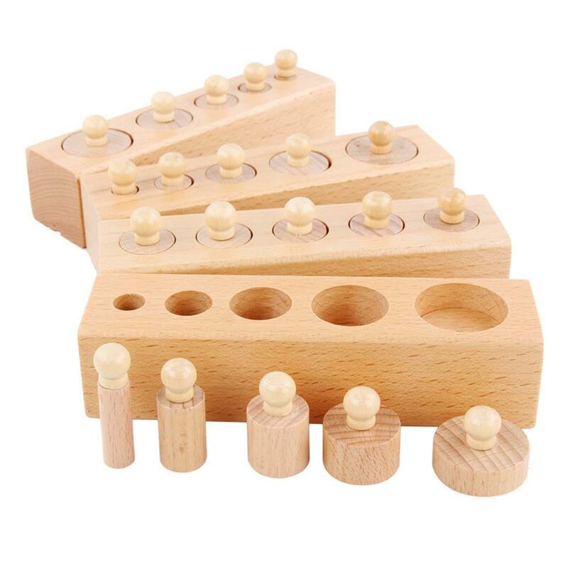 4x Montessori Knobbed Cylinders Early Development Problem Solving Coordination Cylinder Ladder Blocks for Preschool Toys Kids