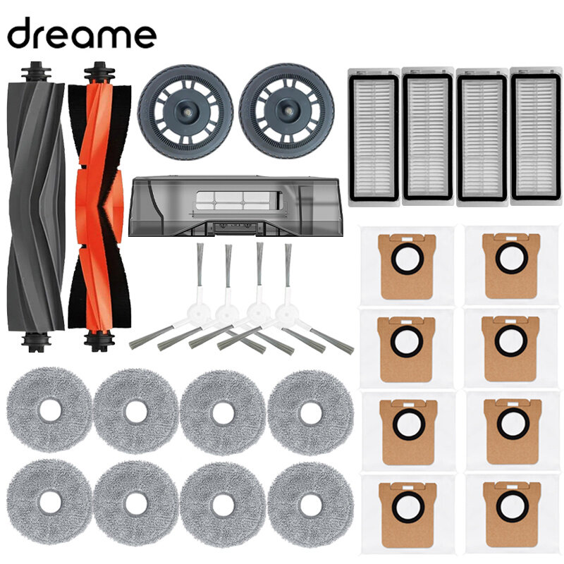 Dreame-Robot Vacuum Spare Parts, L20 Ultra, Escovas laterais principais de borracha, Filtros HEPA, Acessórios para sacos de poeira, L30