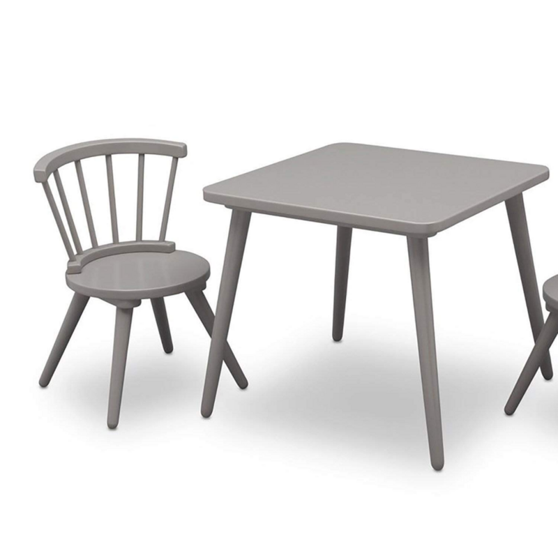 Windsor-Conjuntos de Móveis Infantis Cinza, 2 cadeiras, Conjunto 3 peças