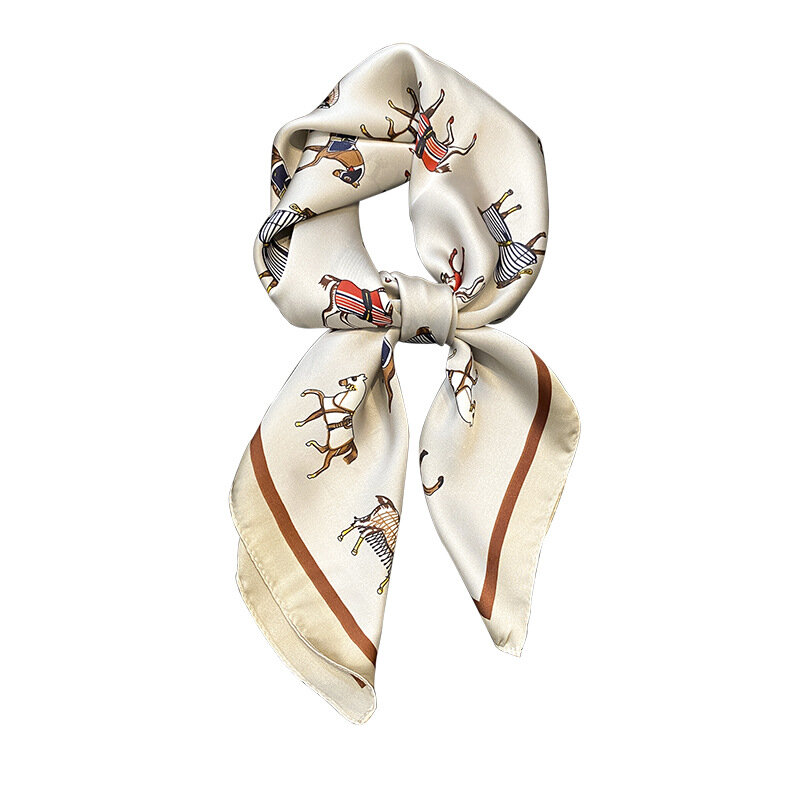 Luksusowy nadruk jedwabny kwadratowy szalik damski wiosenny krawat szal damski 70cm włosy na rękę chustka na głowę do hidżabu 2022