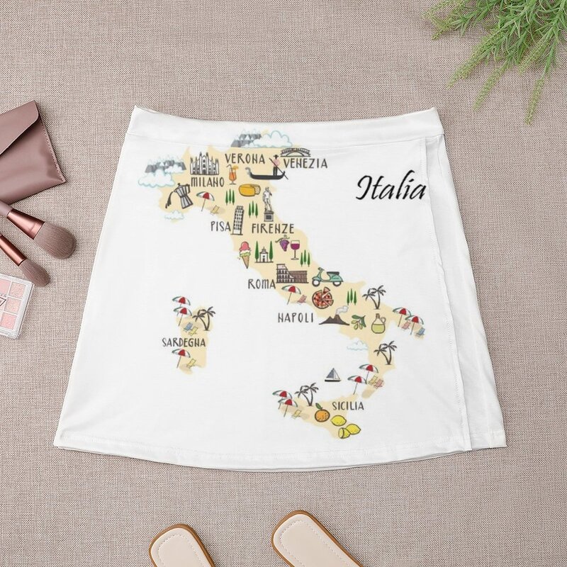 Mapa de viagem feminino minissaia, vestidos de verão, roupas femininas, Itália, estilo coreano, 2023