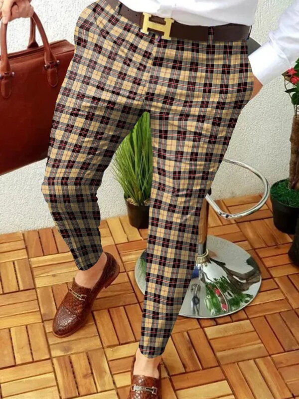 Calça coreana listrada de perna reta masculina, casual calça quadrada, terno de secagem rápida para escritório, glamoroso, novo, MA2