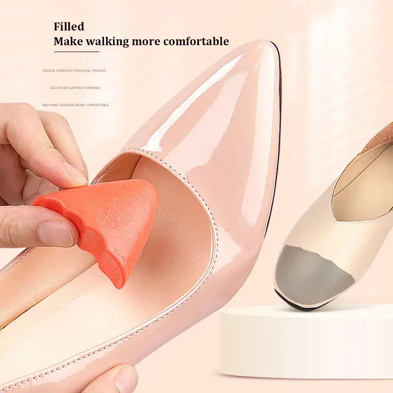 1Pair PU Toe Plug Insert for Men Women Soft Anti-wear Toe Filled Insole High Heels Pain Relief Protector Adjustable Size Pads