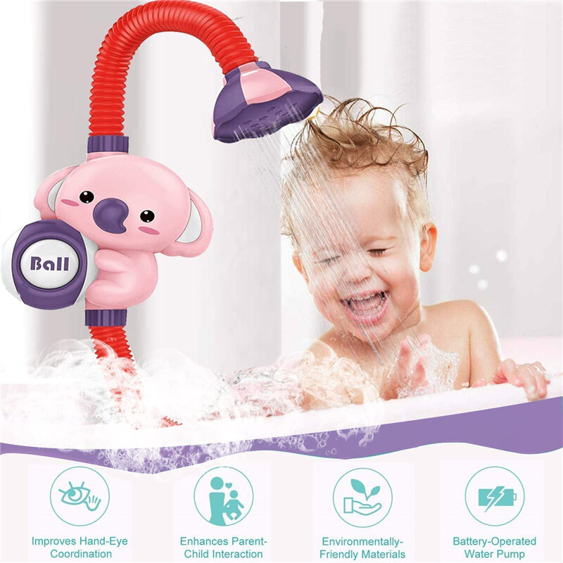 귀여운 코끼리 스프링클러 목욕 장난감-전기 자동 물 펌프, 핸드 샤워 스프링클러, 어린이용 욕조 장난감, 생일 선물