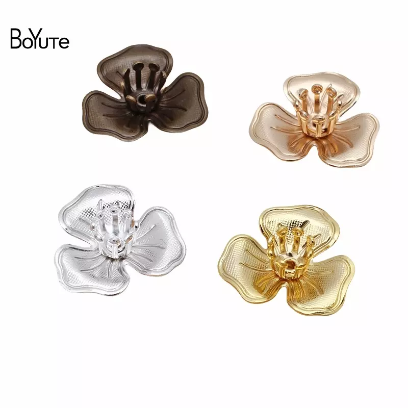 BoYuTe (100 części/partia) 16MM wytłaczane mosiężny kwiat czapki z koralikami materiały ręcznie robione Diy biżuteria