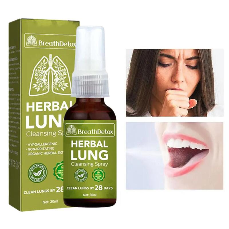 Espray limpiador Herbal de pulmones para fumadores, solución de niebla de garganta seca Nasal transparente, alivia la congestión del aliento, ronquidos claros, 30ml, Z5W0