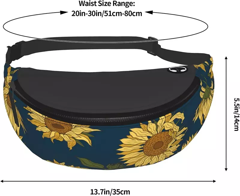 Sunflower Fanny Packs for Women Men Adjustable Casual Waist Bag for Outdoors Hiking Sports Travel Cycling Running Party Hip Pack